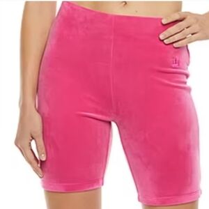 Juicy Couture Velvet Fuzzy Biker Shorts Athleisure Size S Elastic Waist Hot Pink